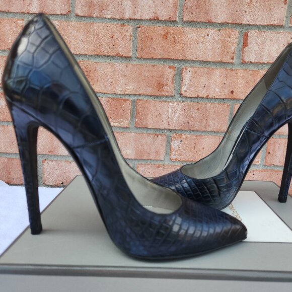 Tom Ford Black Croc-Embossed Heels - Picture 3 of 8